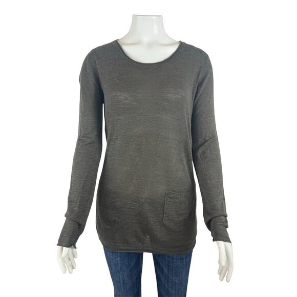 Athleta Linen Blend Long Sleeve Shirt Small Tunic Pocket Lightweight Silk - Picture 1 of 8